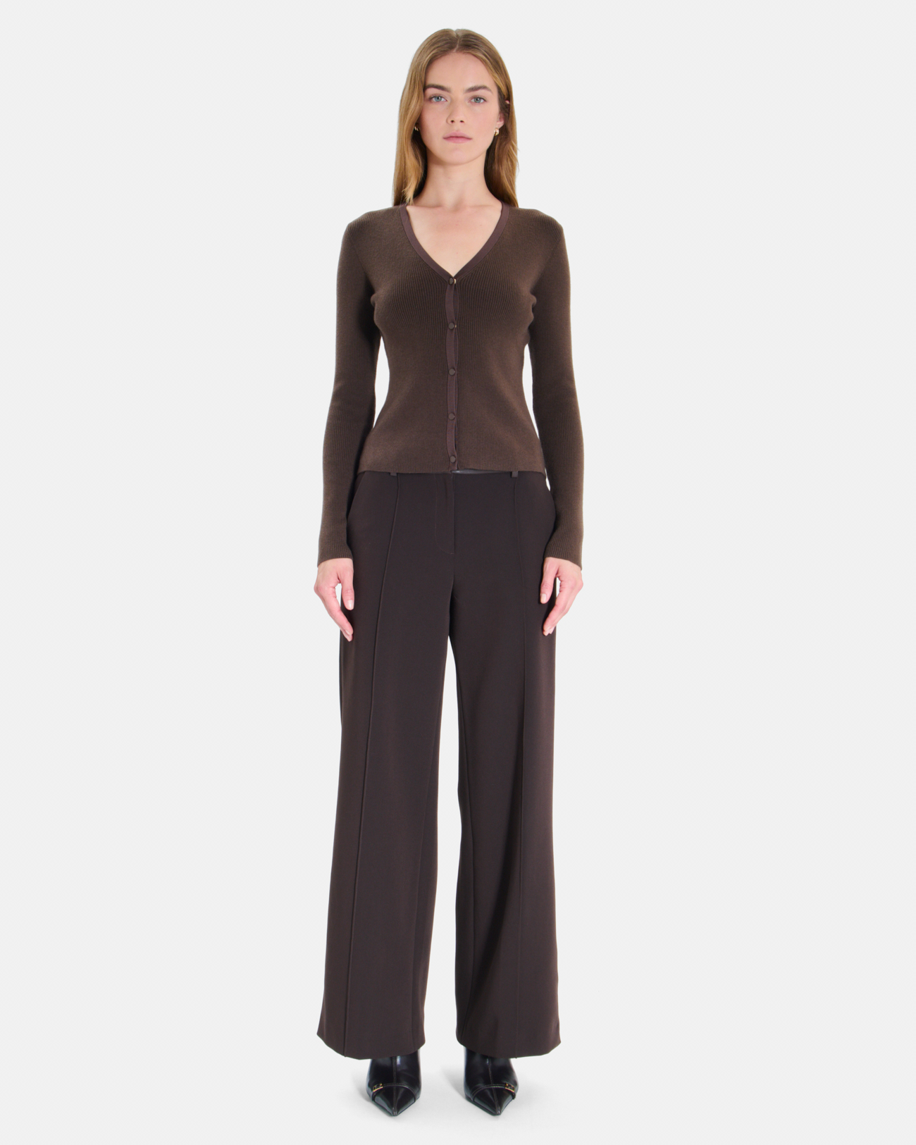 Gahano Vest Hazelnut ribbed knit sleeveless sweater ZAPA