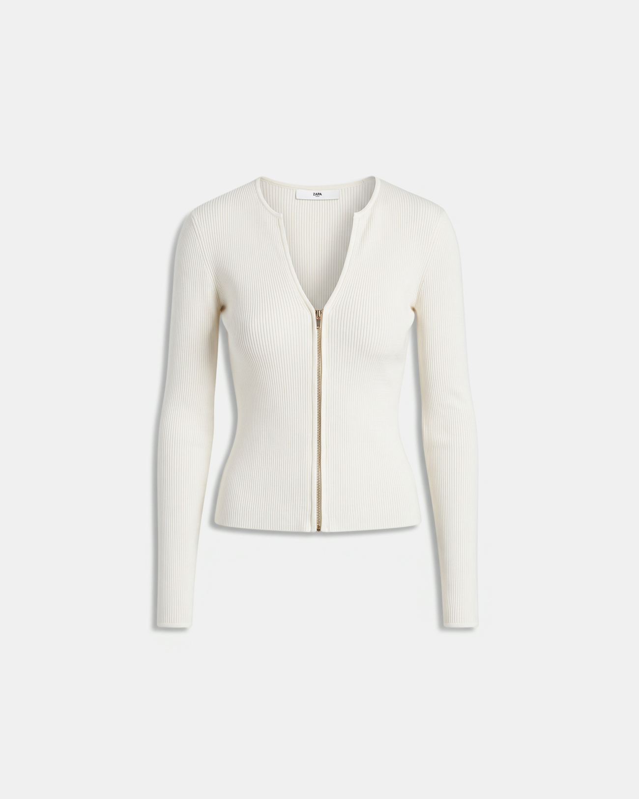 Noun cardigan Cream ribbed knit zip-up vest ZAPA