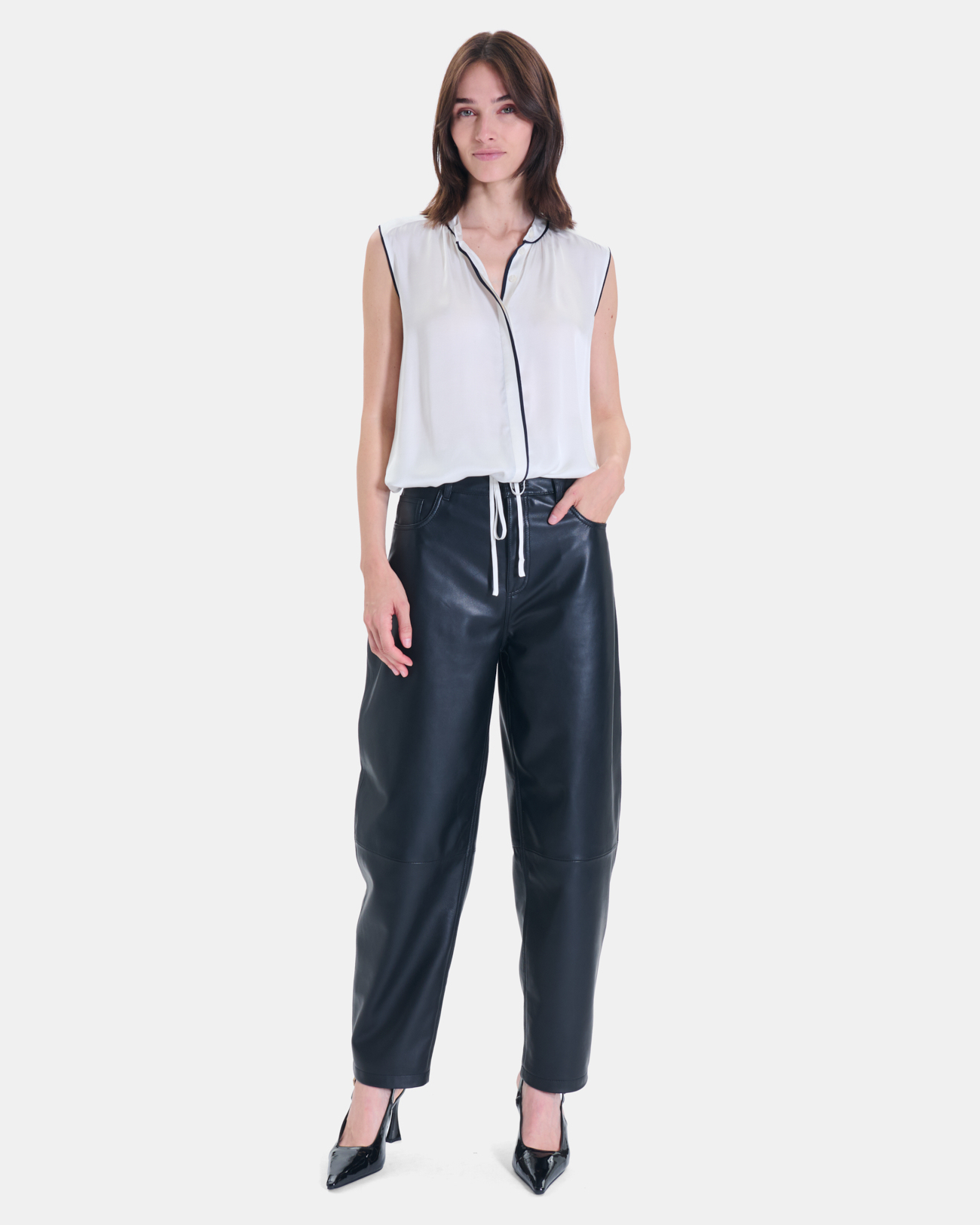 Top Toby Off-white sleeveless viscose top ZAPA