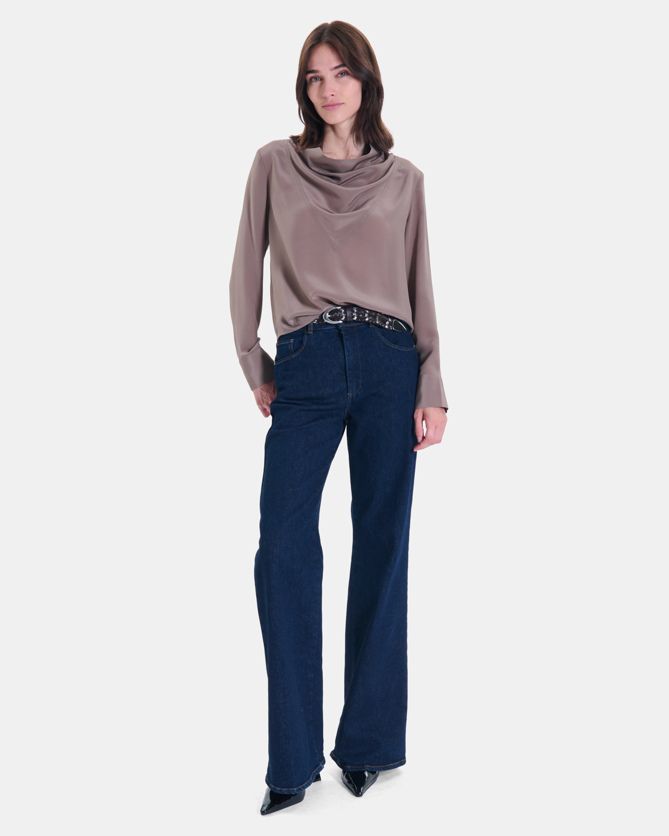 Top Tyrell Silk top with draped turtleneck and long sleeves ZAPA