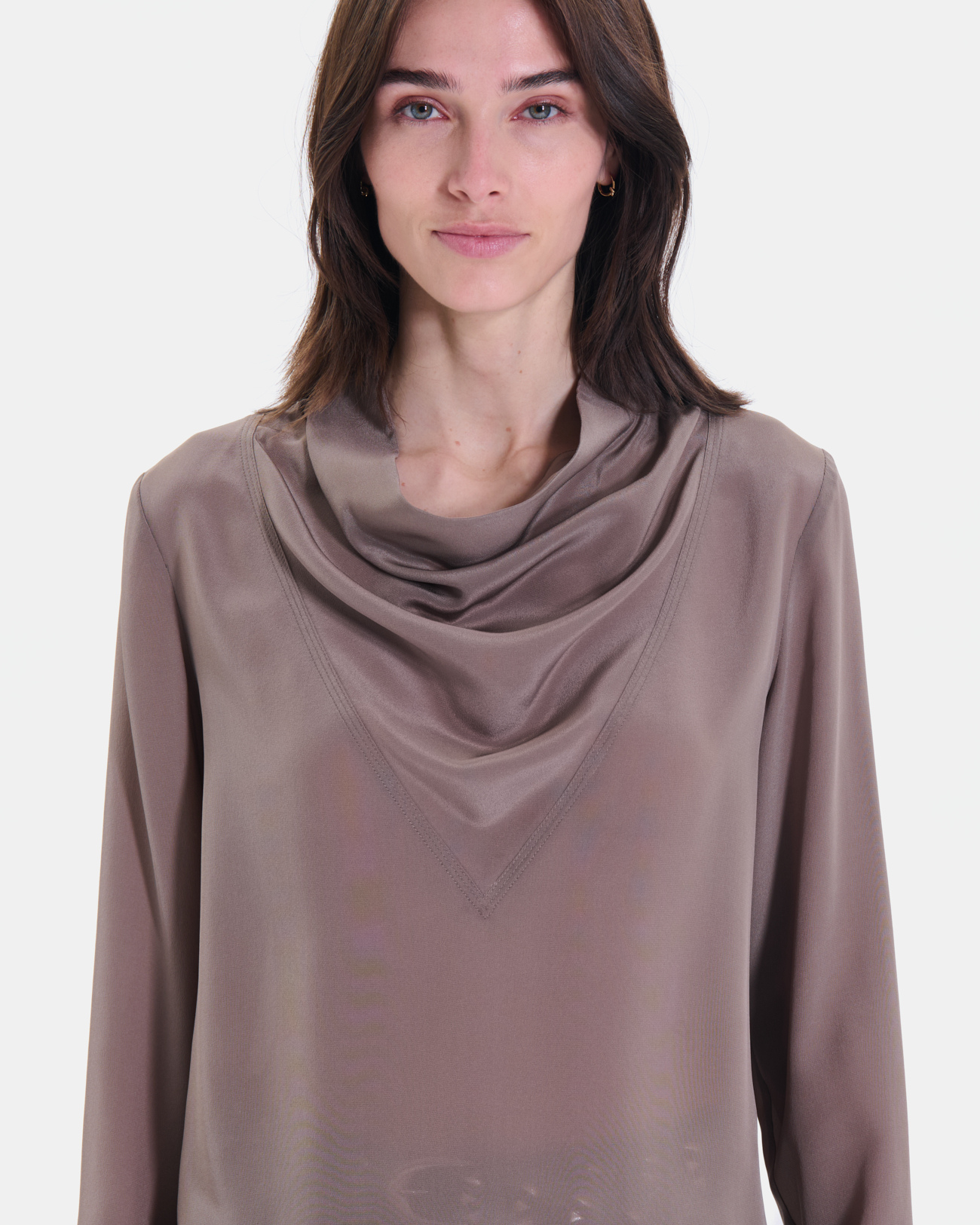 Top Tyrell Silk top with draped turtleneck and long sleeves ZAPA