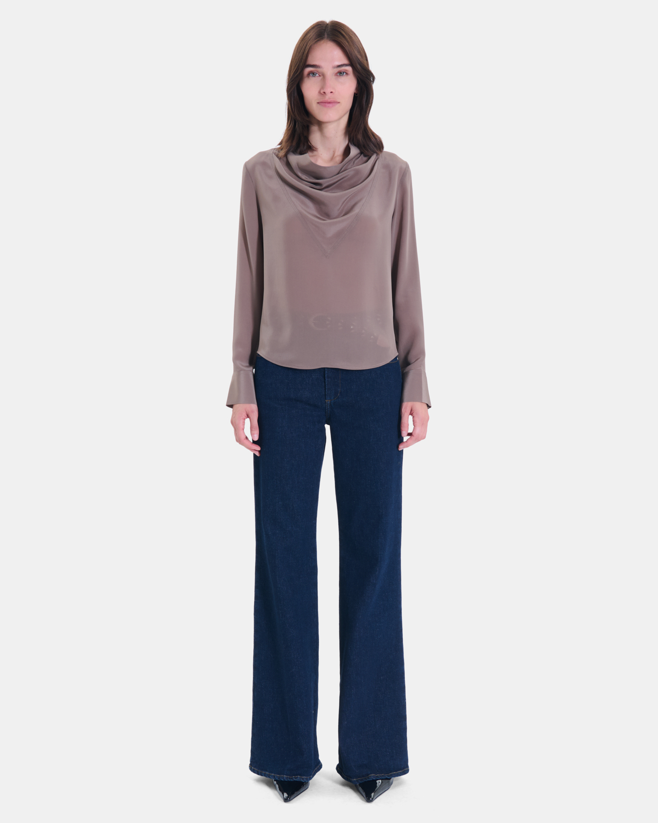 Top Tyrell Silk top with draped turtleneck and long sleeves ZAPA