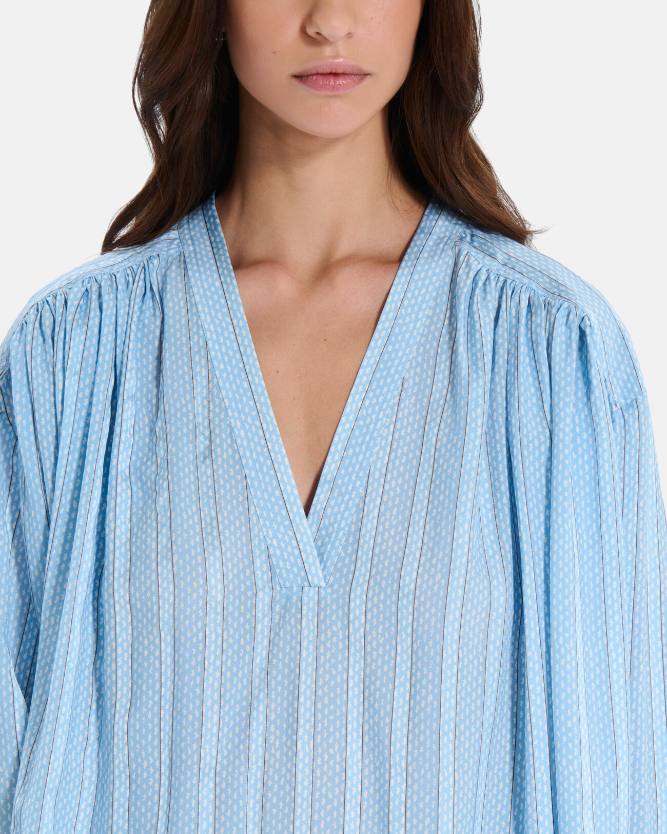 Brielle Blouse Flowy long-sleeved V-neck striped blouse ZAPA