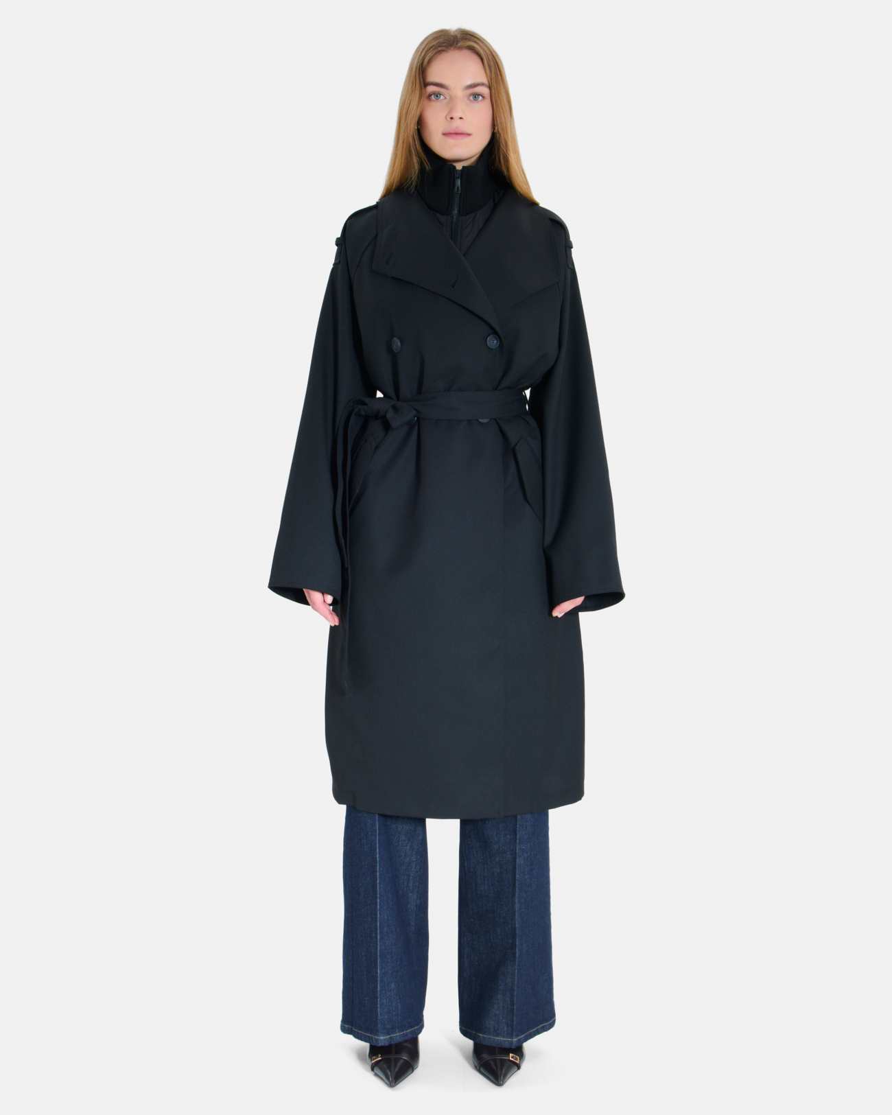 Tybalt Trench Long black double-breasted trench coat ZAPA