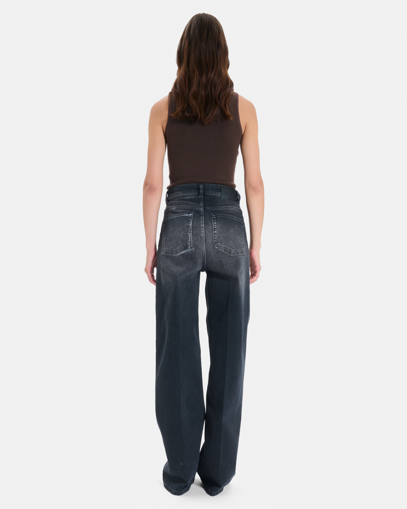 Jean Pamover Wide leg jeans in black cotton ZAPA
