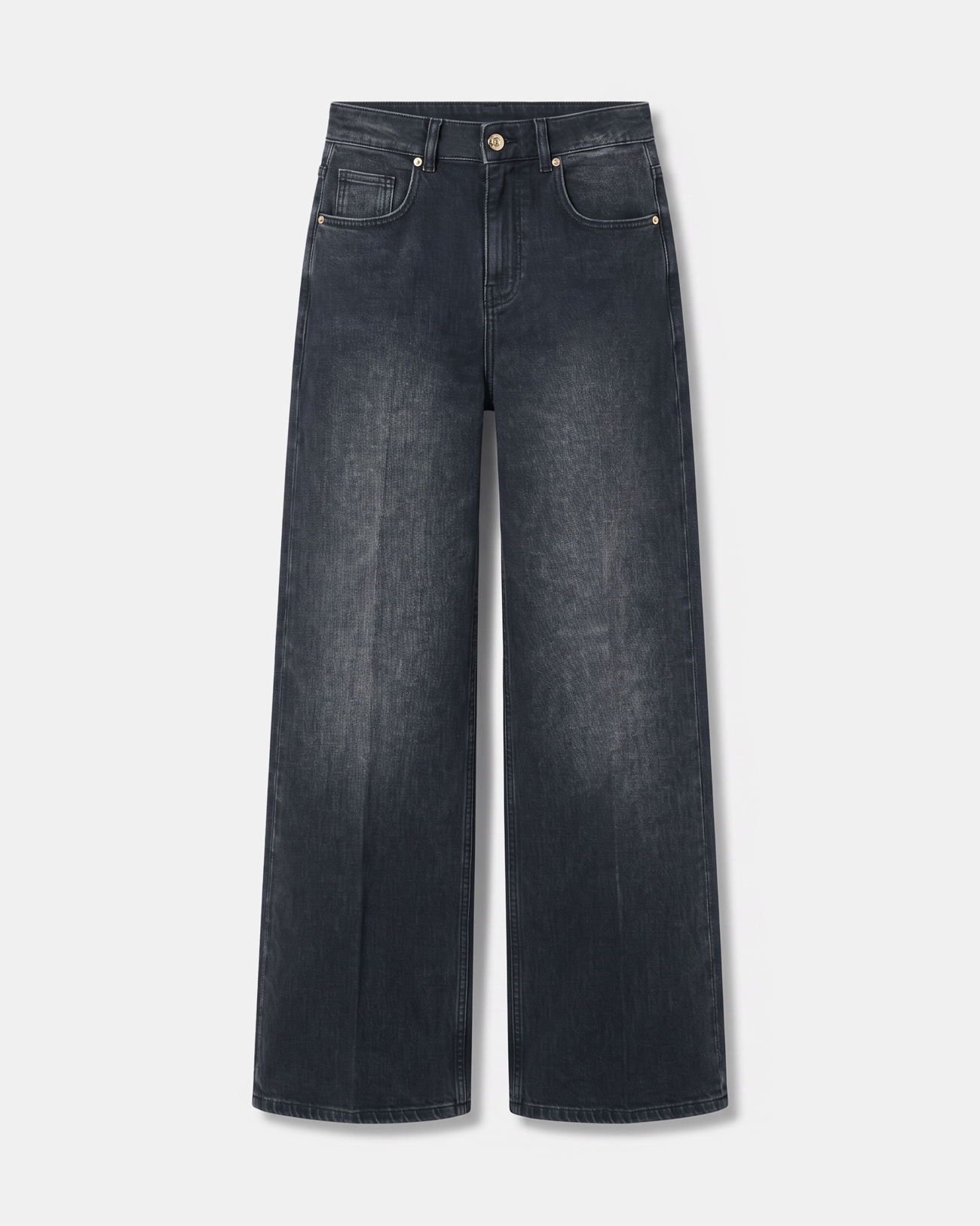 Jean Pamover Wide leg jeans in black cotton ZAPA