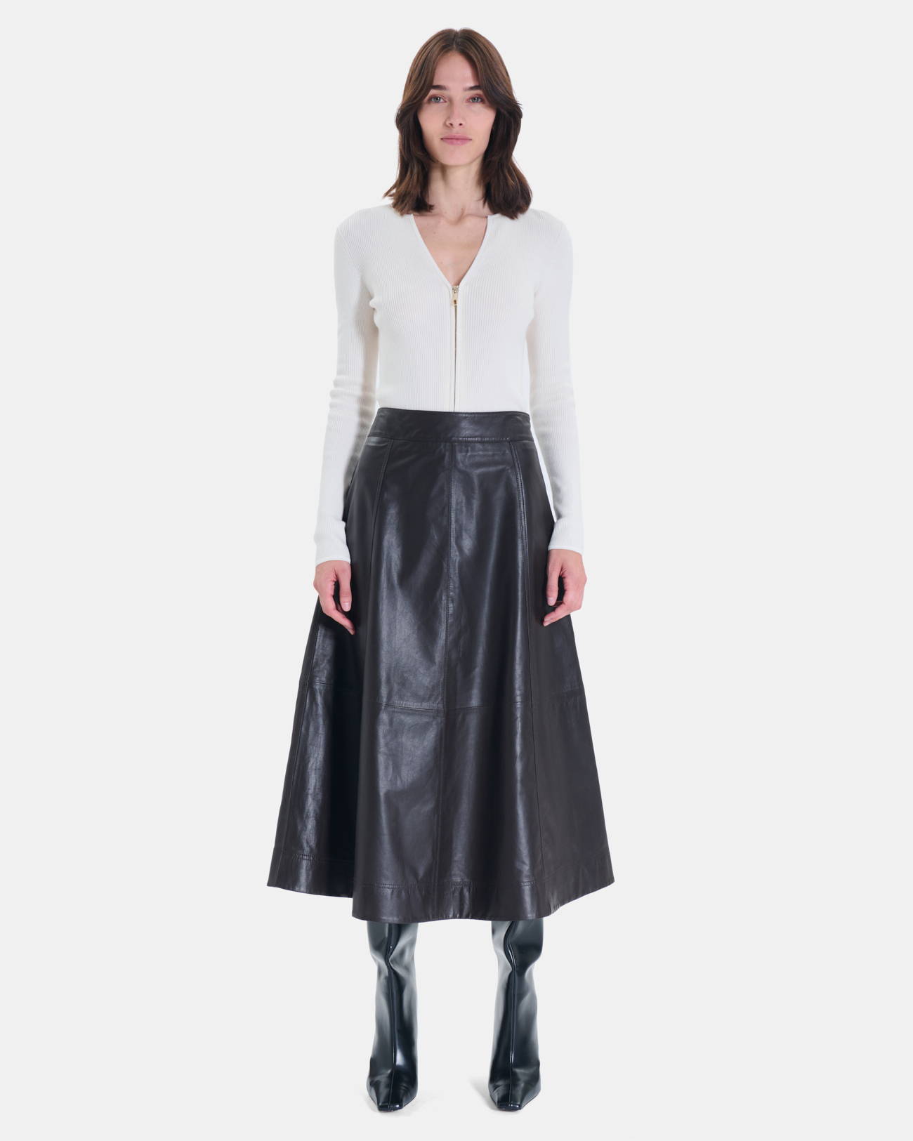 Julie Skirt Long pleated chocolate skirt ZAPA