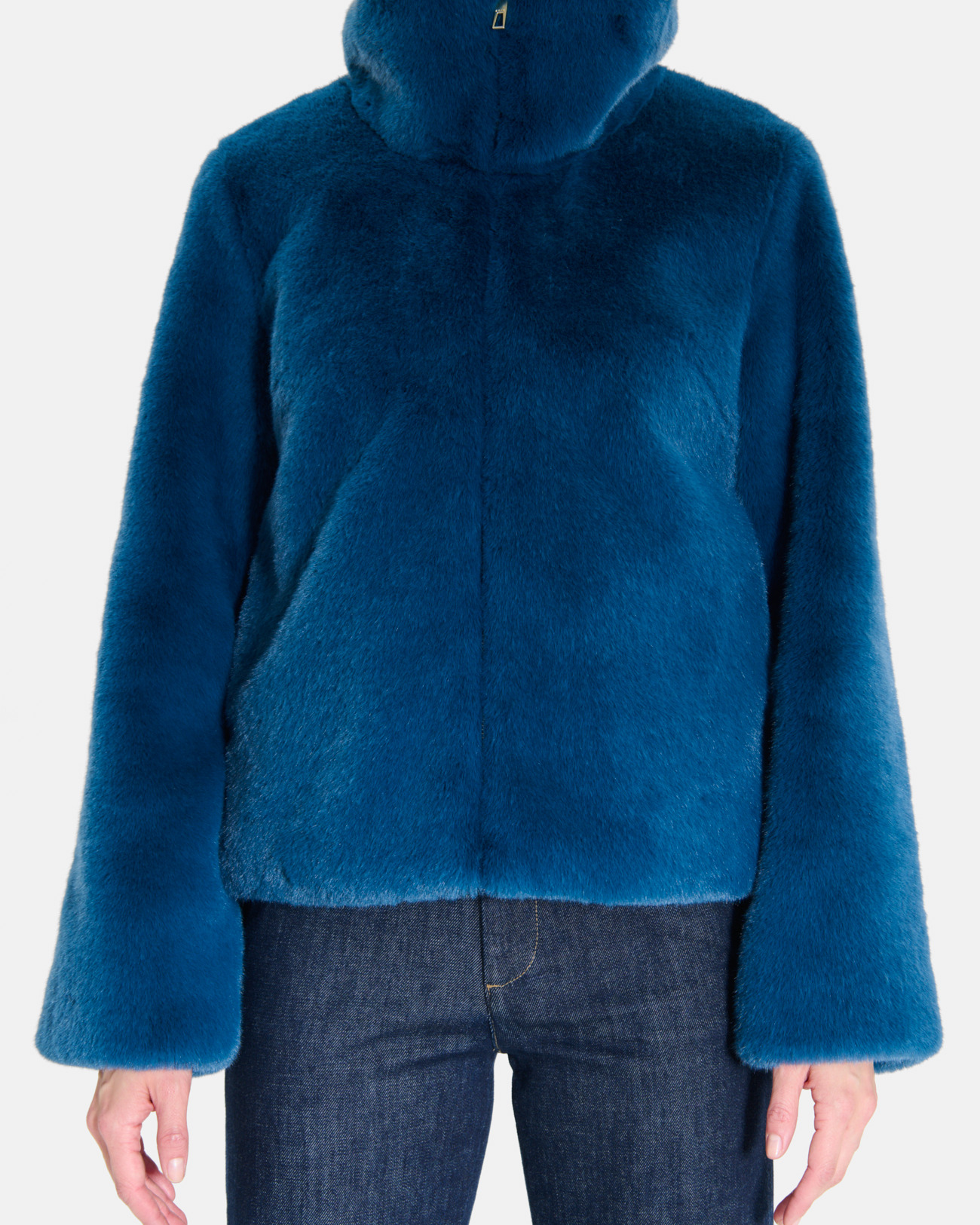 Mia Coat Indigo zip-up coat with stand-up collar ZAPA