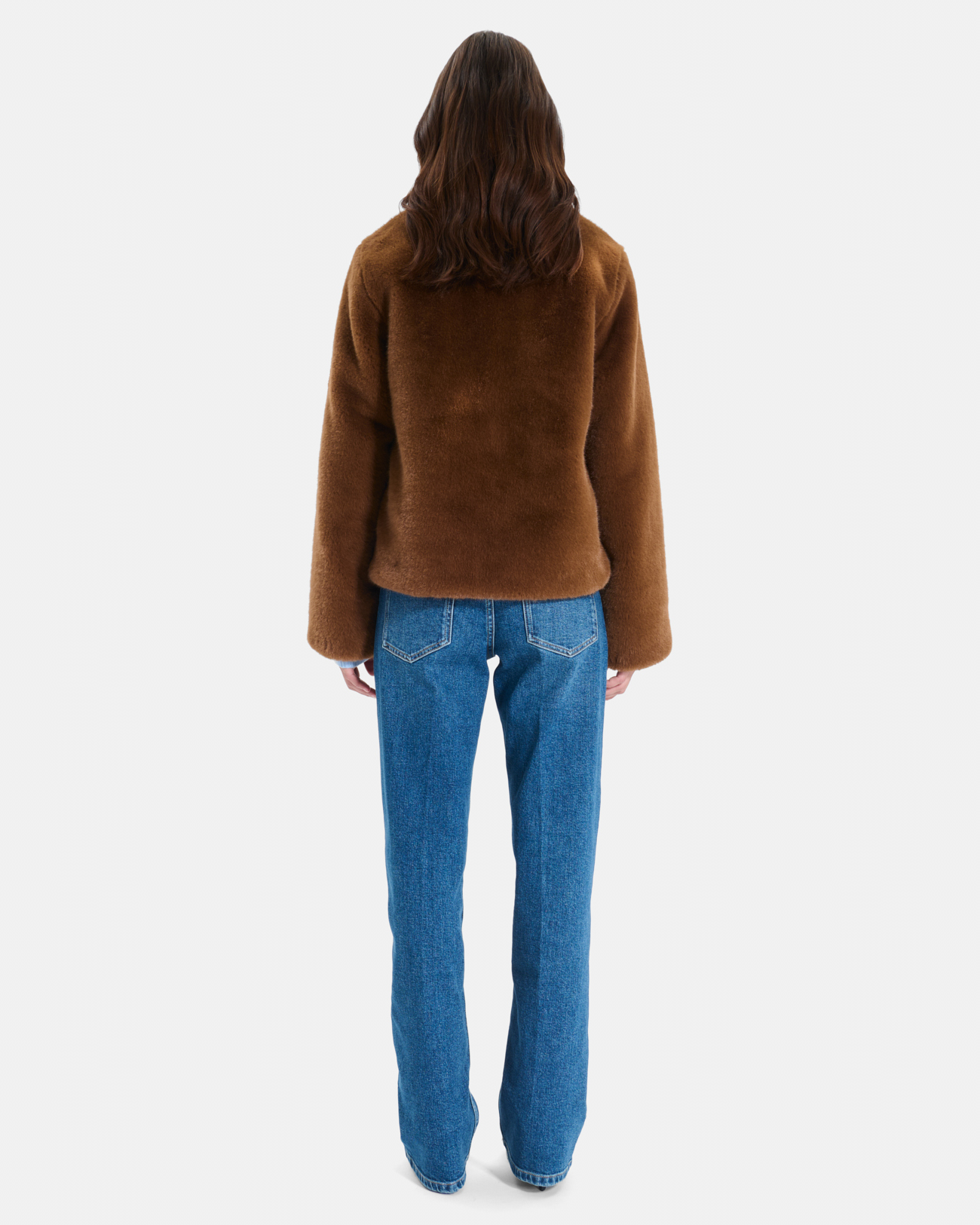 Mia Coat Short zip-up tobacco-colored coat ZAPA