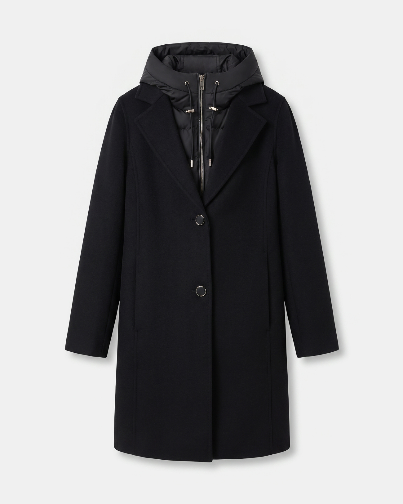 Mayra Coat Long wool coat with removable hood ZAPA