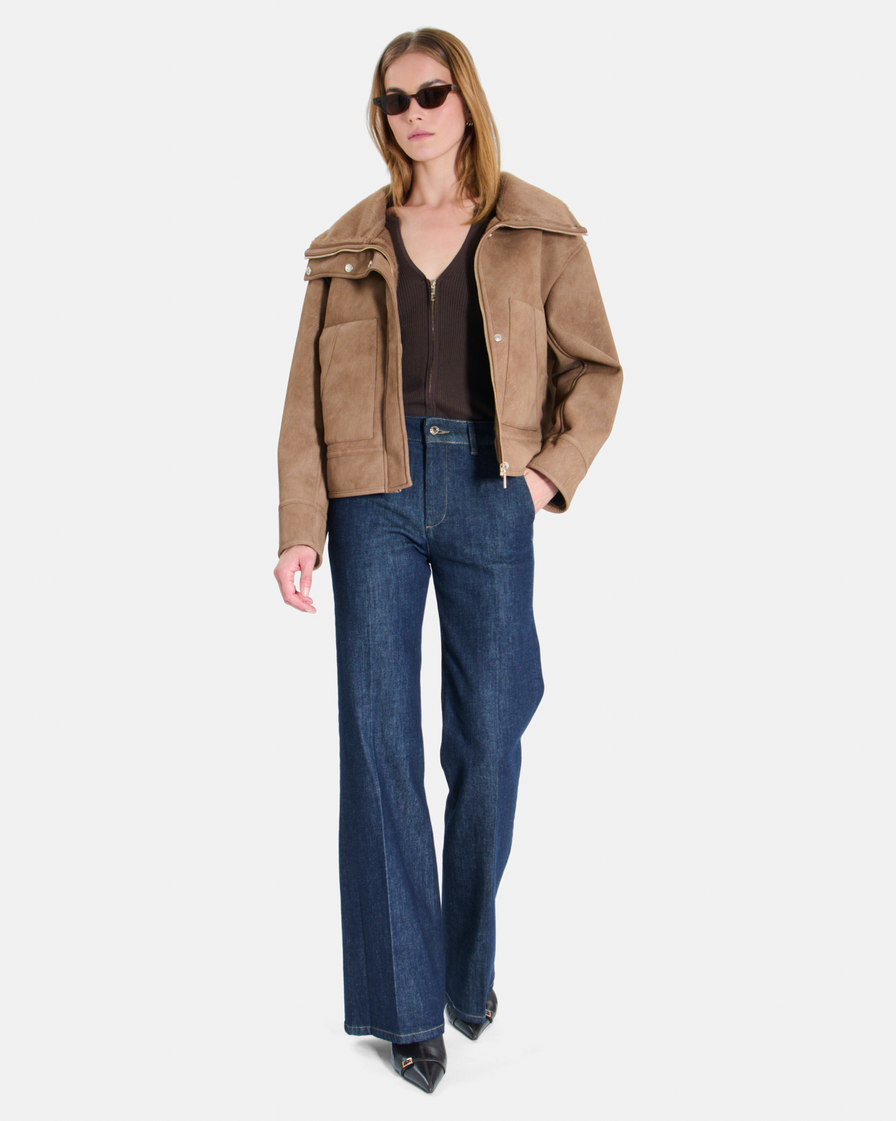 Marya coat Cinnamon short aviator coat ZAPA