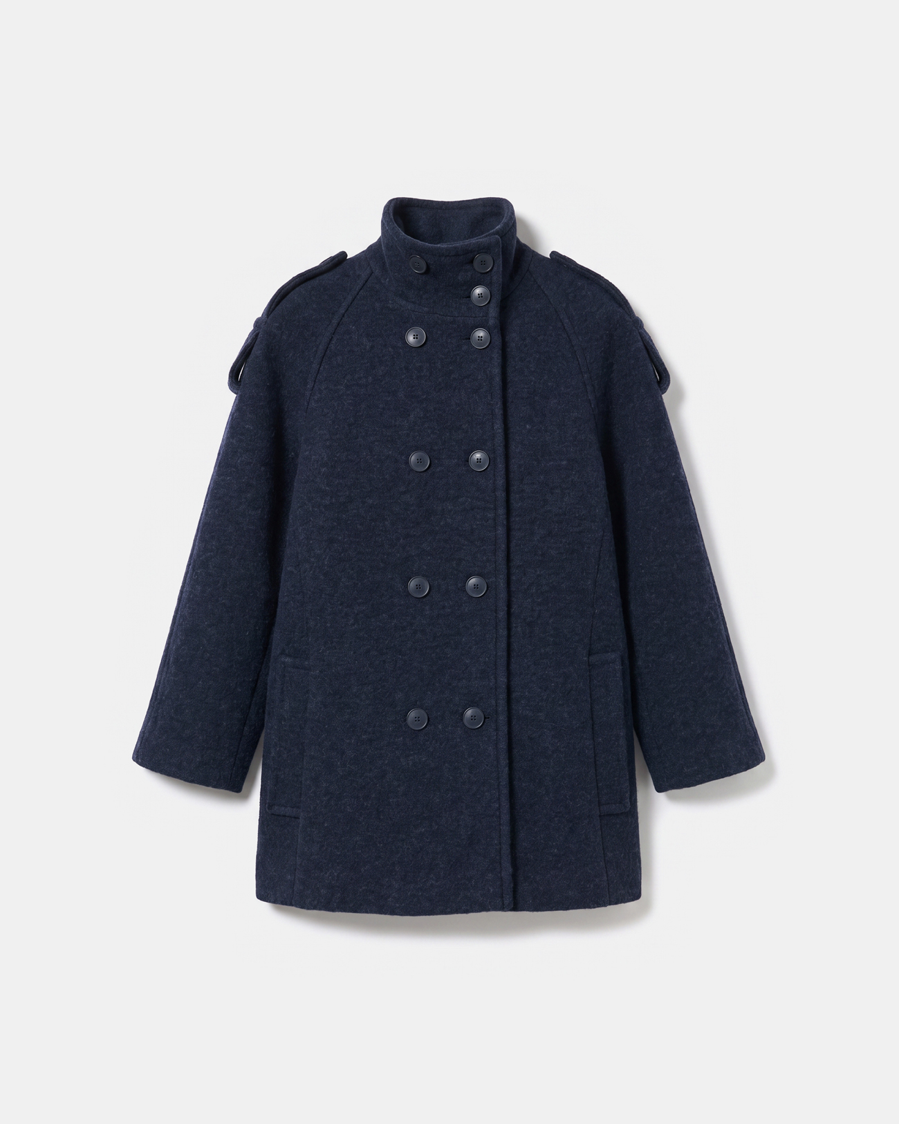 Mathilde coat Indigo wool coat with a high collar ZAPA
