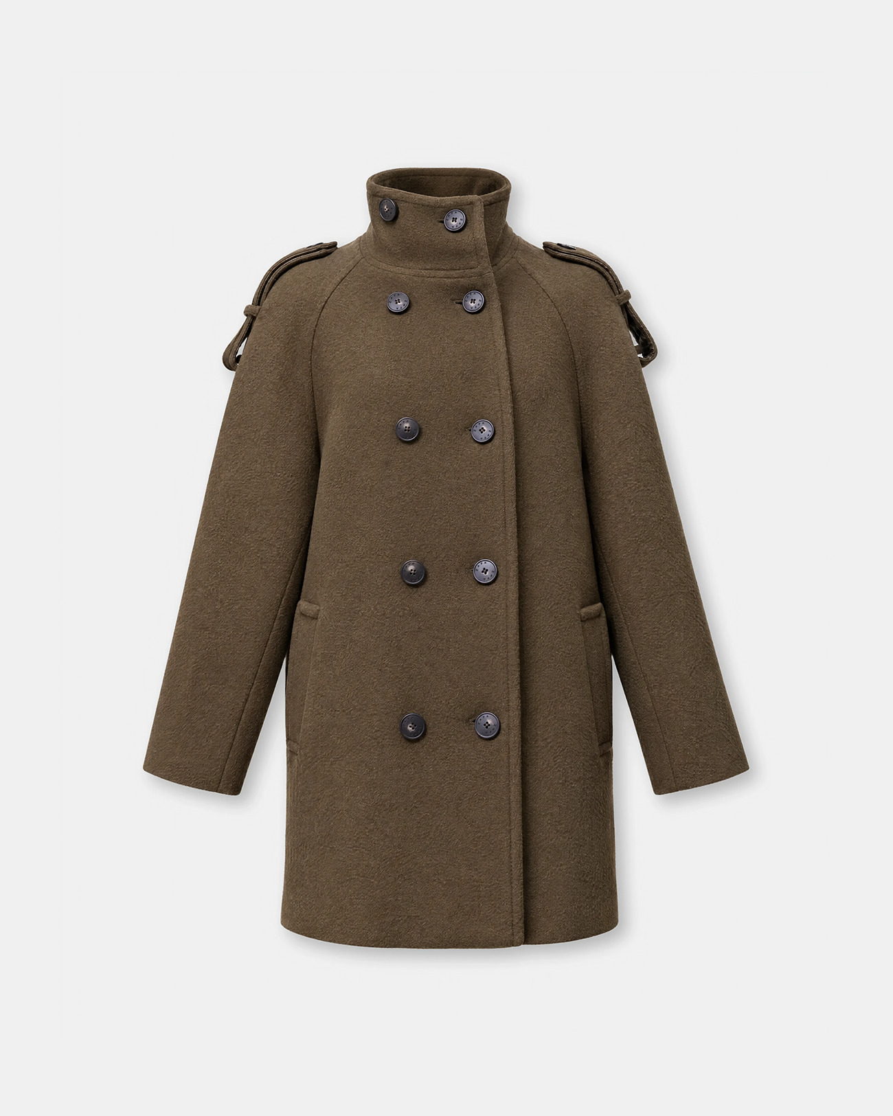Mathilde coat Khaki wool coat with a high collar ZAPA