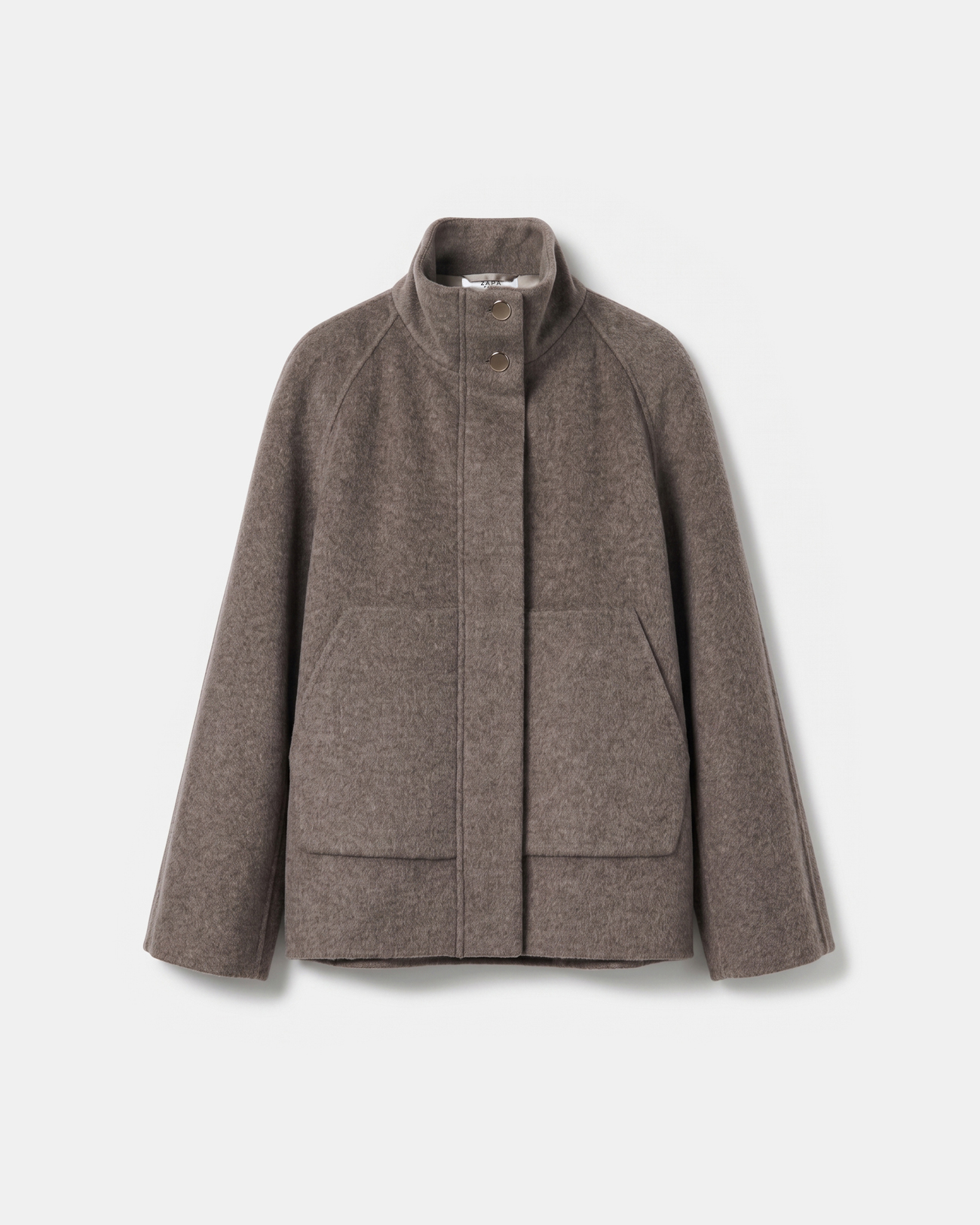 Cecilia coat Short hazelnut wool cape with a high collar ZAPA