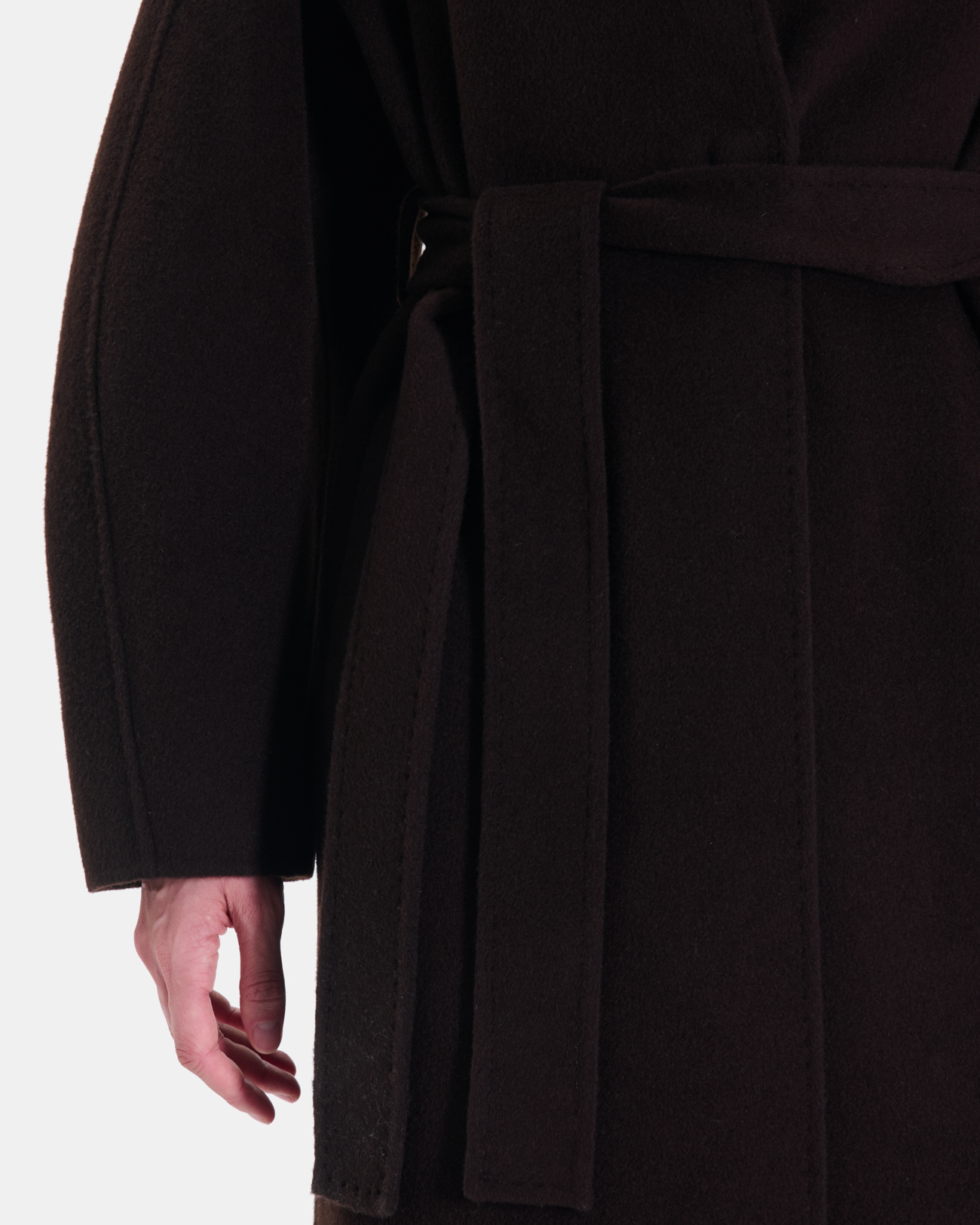 Melvyne Coat Long chocolate-colored wool coat ZAPA