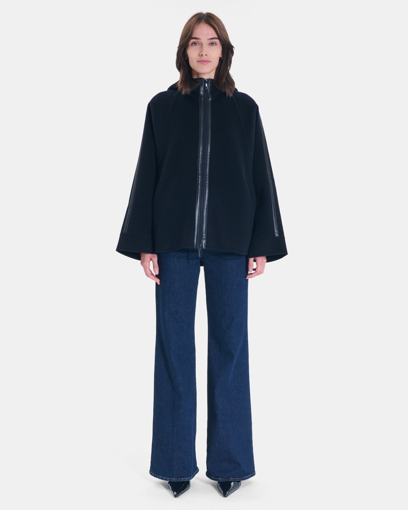 Madison Coat Short flared coat in nighttime wool ZAPA
