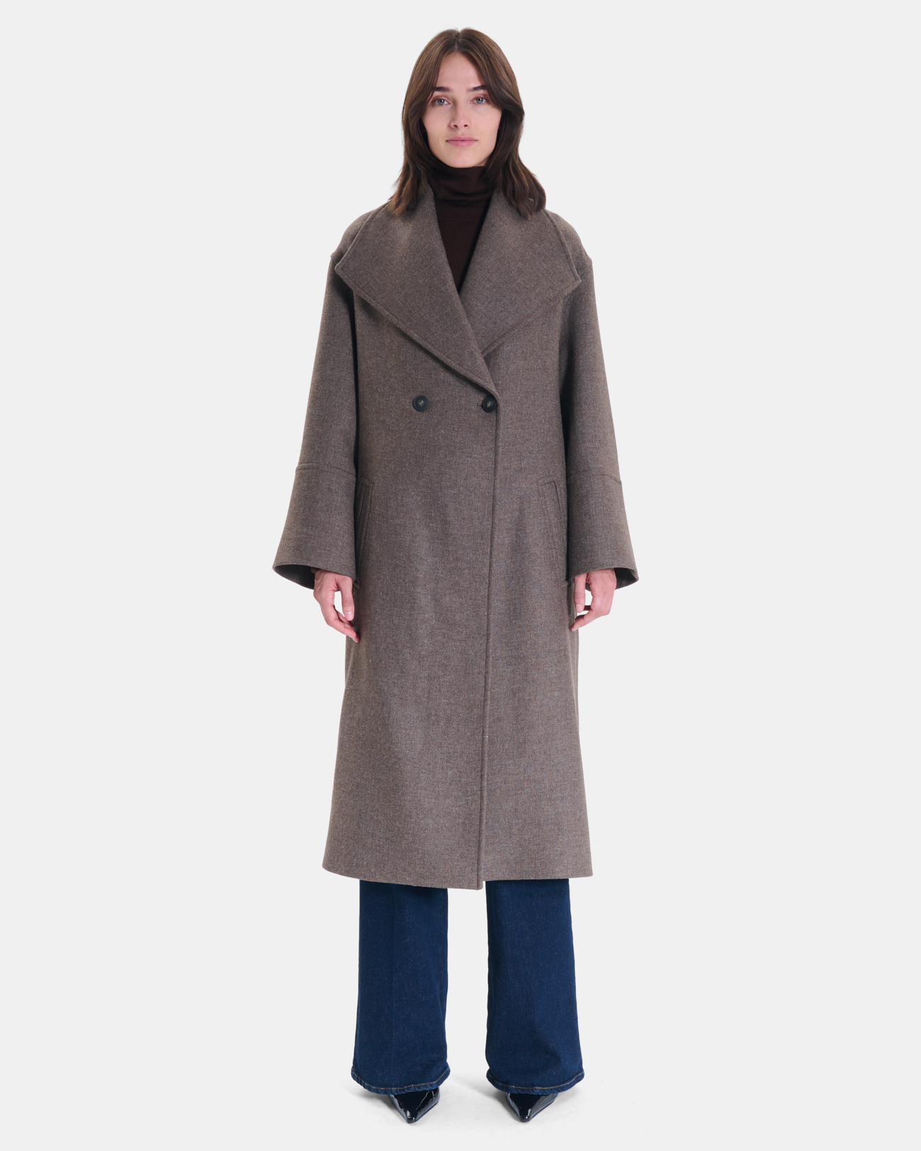 Manoli Coat Long hazelnut wool coat ZAPA