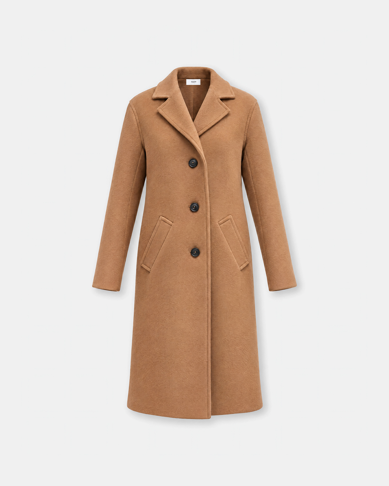 Magalie Coat Long Camel Wool Coat made in France ZAPA