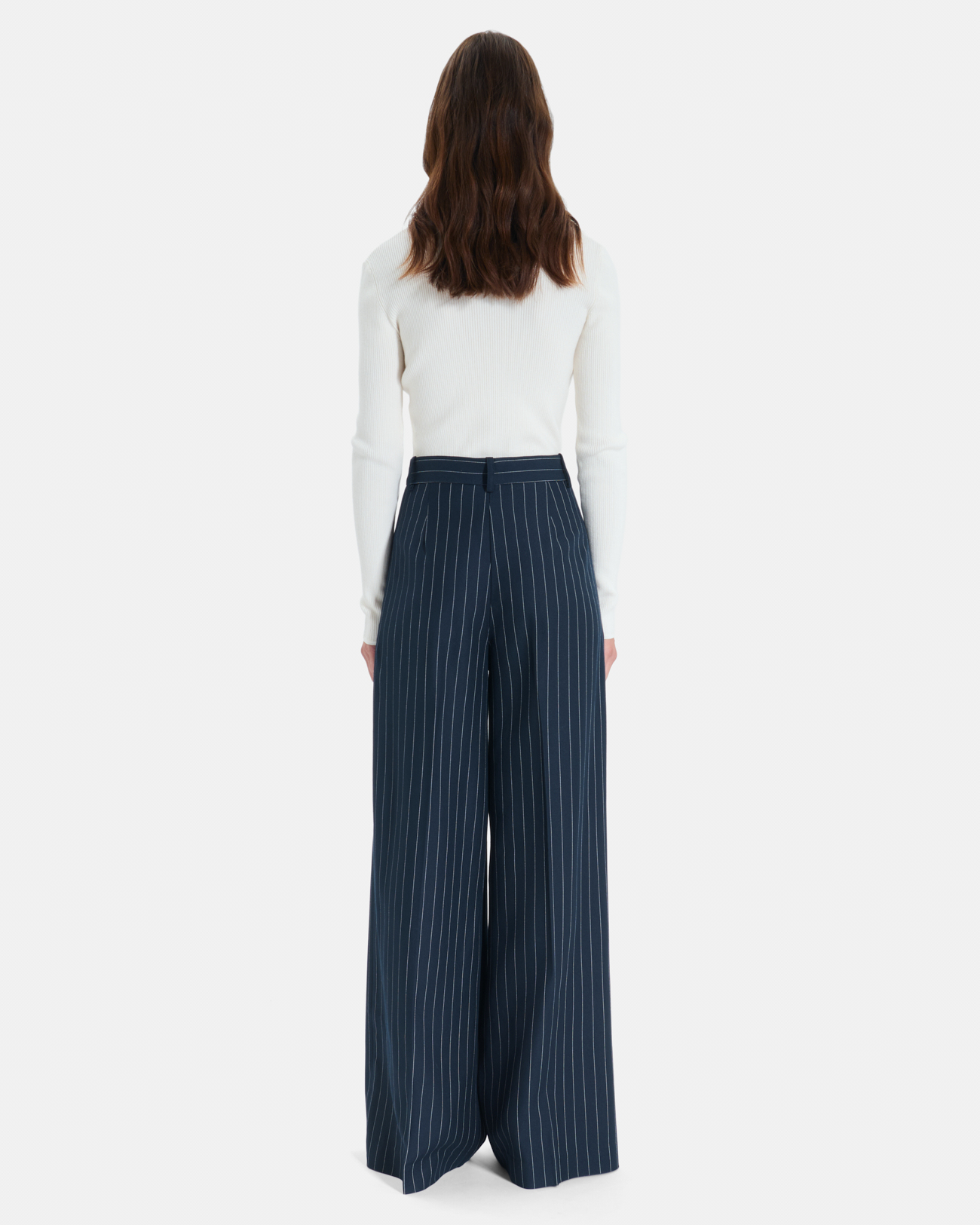 Paper Pants Wide-leg navy blue striped trousers ZAPA