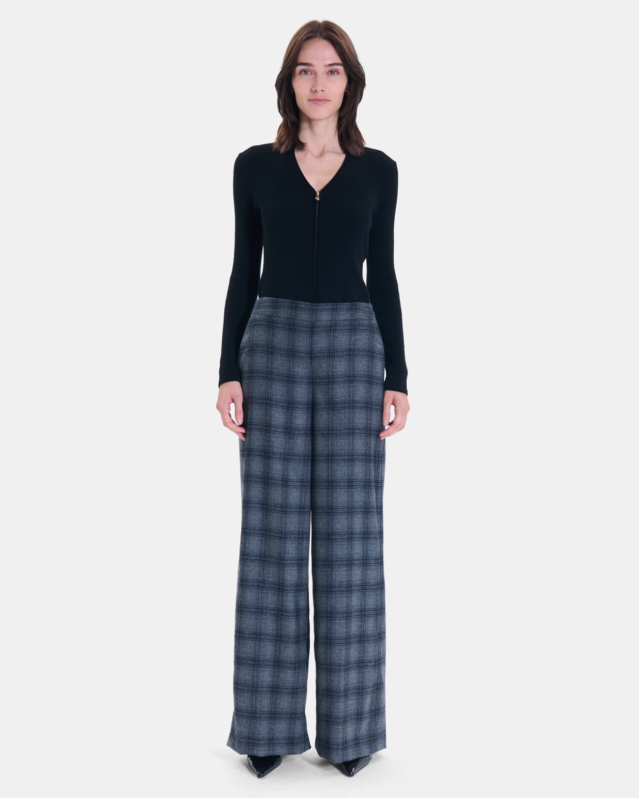 Paulette trousers Wide-legged heather grey trousers ZAPA