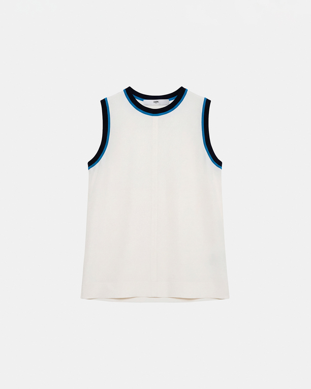 Top Troy Ecru contrast neckline top ZAPA