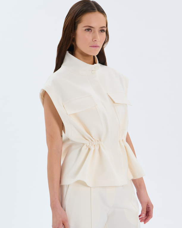 Vahita Jacket Ecru jacket with removable sleeves ZAPA