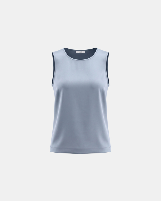 Toy Top Sleeveless satin viscose top blue denim ZAPA