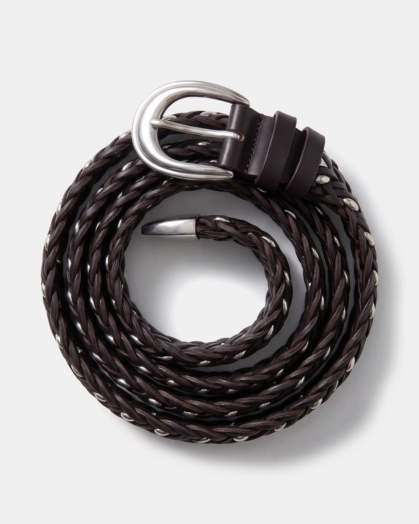 Crown Belt Chocolate braided leather belt ZAPA