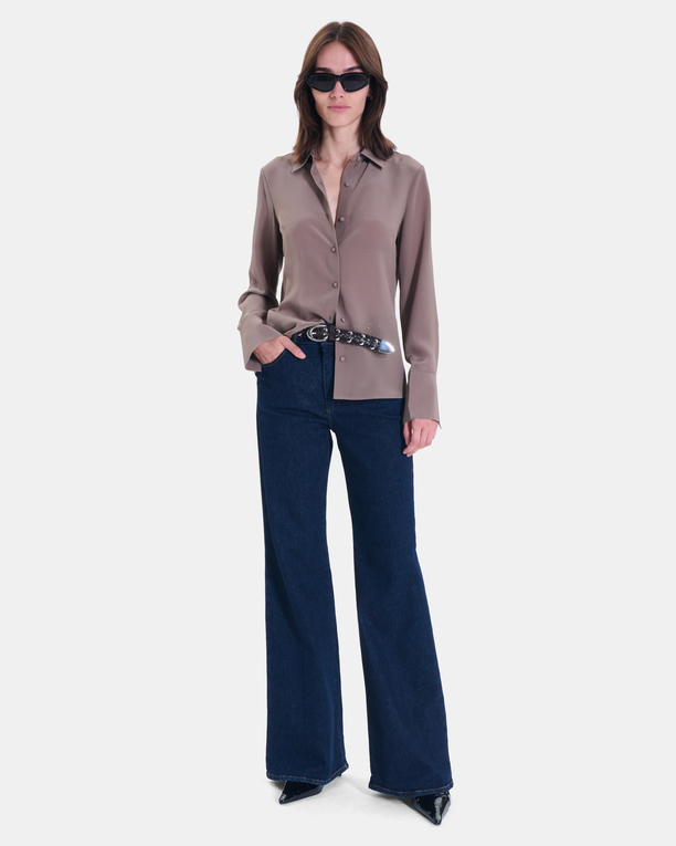 Calvyn shirt Long-sleeved silk shirt in mist ZAPA