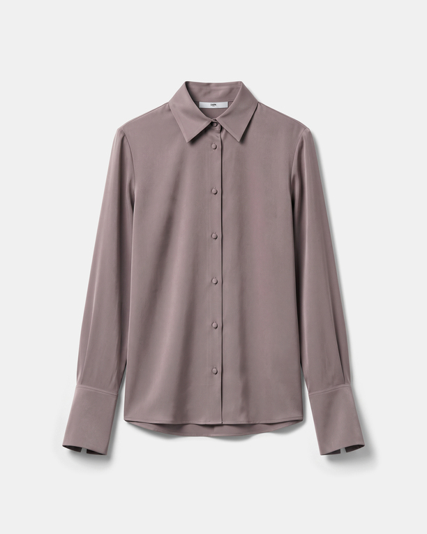 Calvyn shirt Long-sleeved silk shirt in mist ZAPA