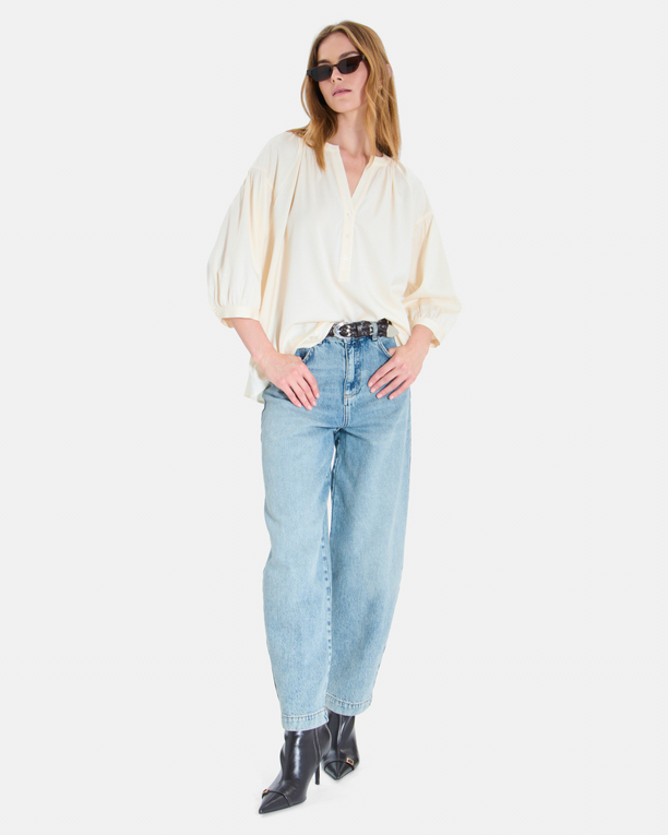 Cora shirt Cream wool loose-fitting shirt ZAPA