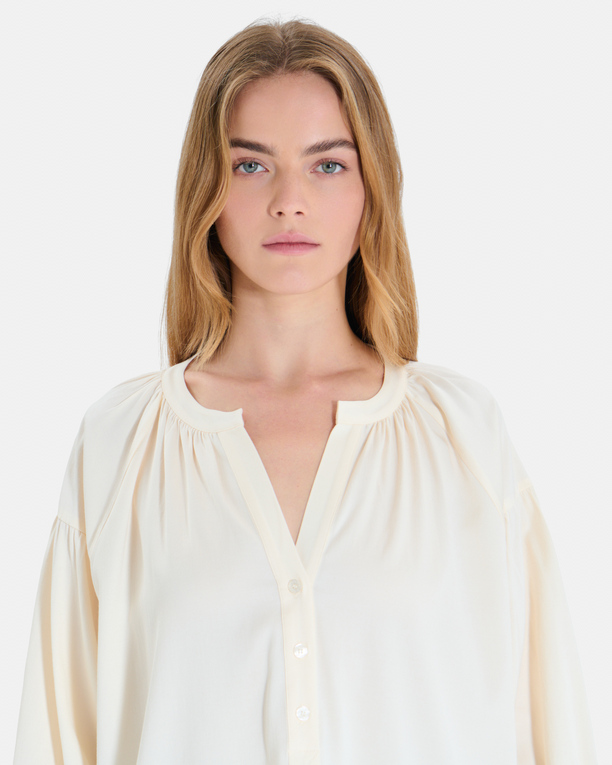 Cora shirt Cream wool loose-fitting shirt ZAPA