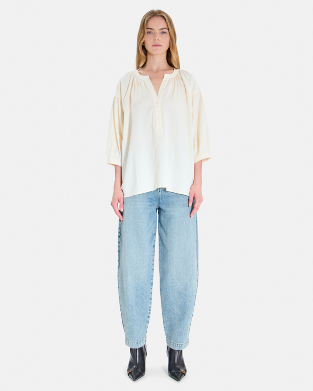 Cora shirt Cream wool loose-fitting shirt ZAPA
