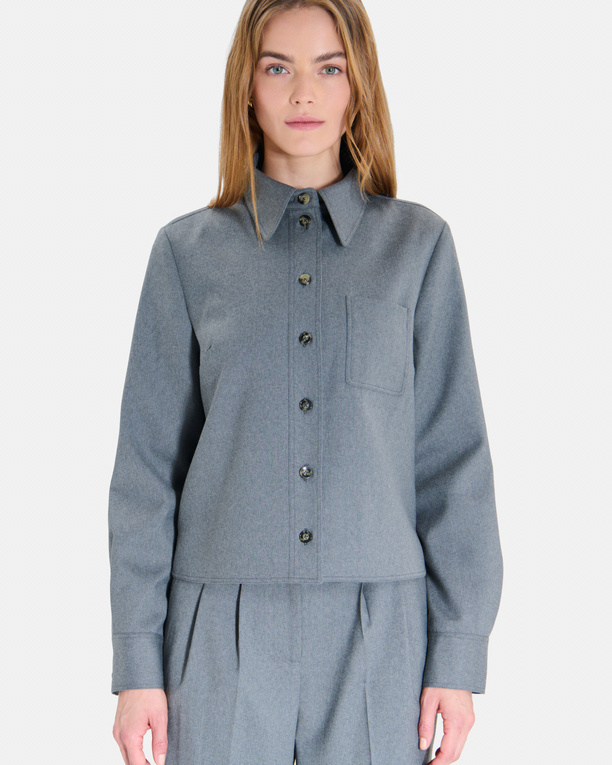 Conie Shirt Modern grey shirt with a classic collar ZAPA