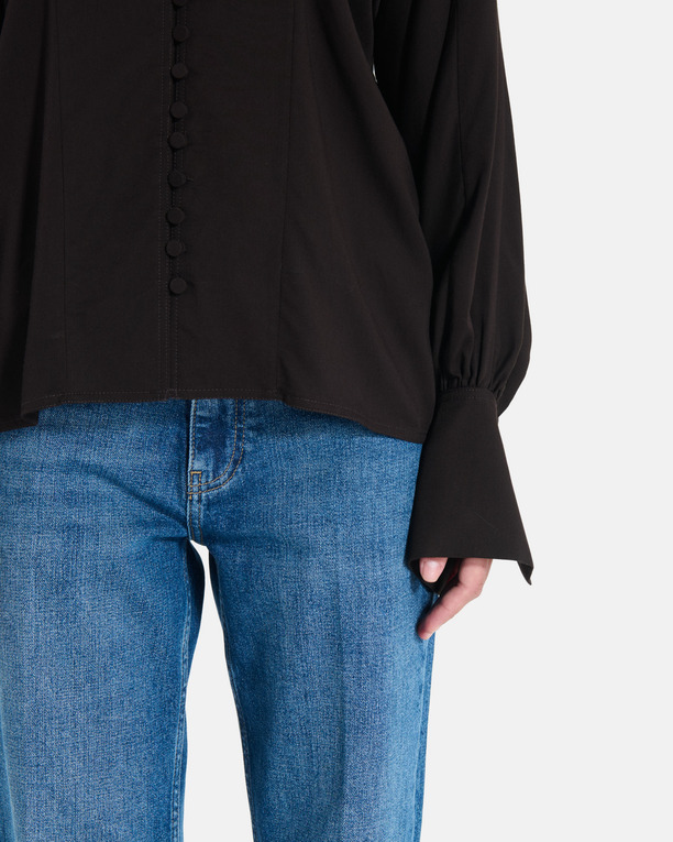 Cami Shirt Black shirt with long puff sleeves ZAPA