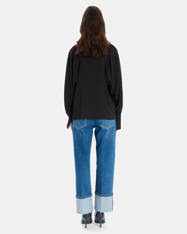 Cami Shirt Black shirt with long puff sleeves ZAPA