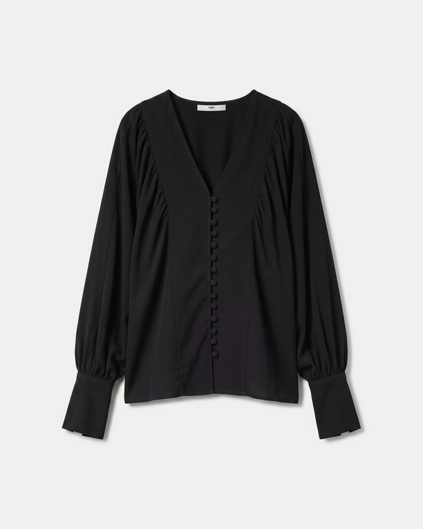 Cami Shirt Black shirt with long puff sleeves ZAPA
