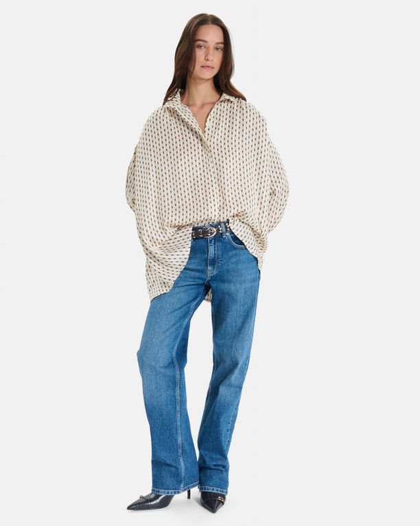 Clyde Shirt Beige geometric print flowy shirt ZAPA