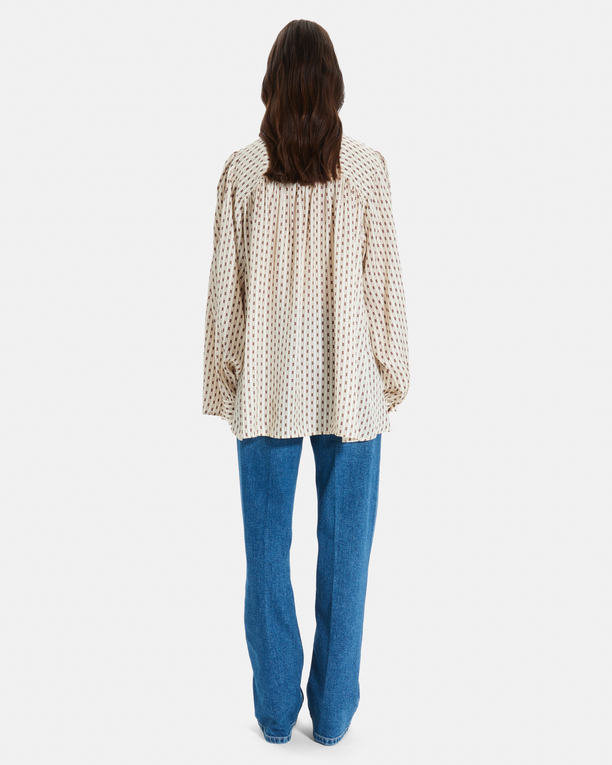 Clyde Shirt Beige geometric print flowy shirt ZAPA