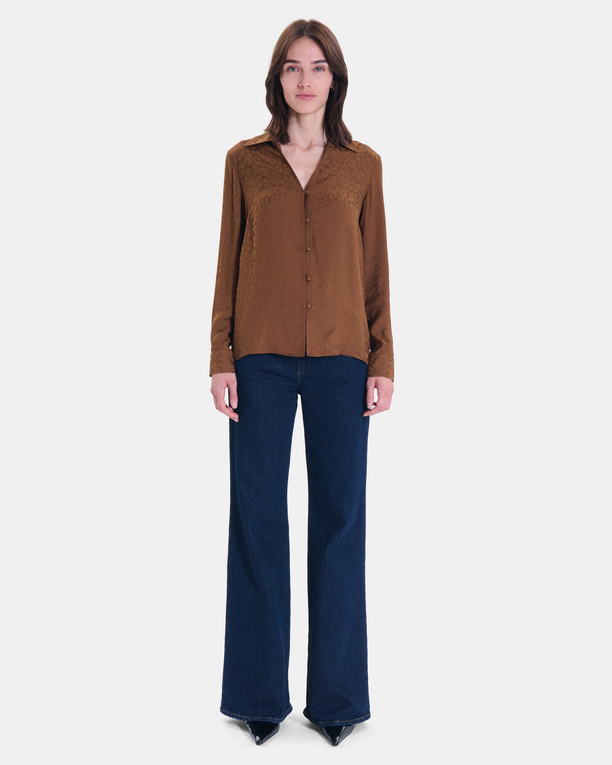 Carma shirt Straight-cut tobacco-colored shirt with a classic collar ZAPA