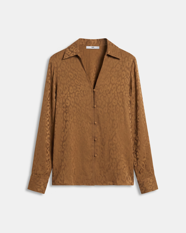 Carma shirt Straight-cut tobacco-colored shirt with a classic collar ZAPA