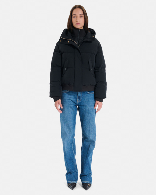 Dany down jacket Short black quilted puffer jacket with hood ZAPA