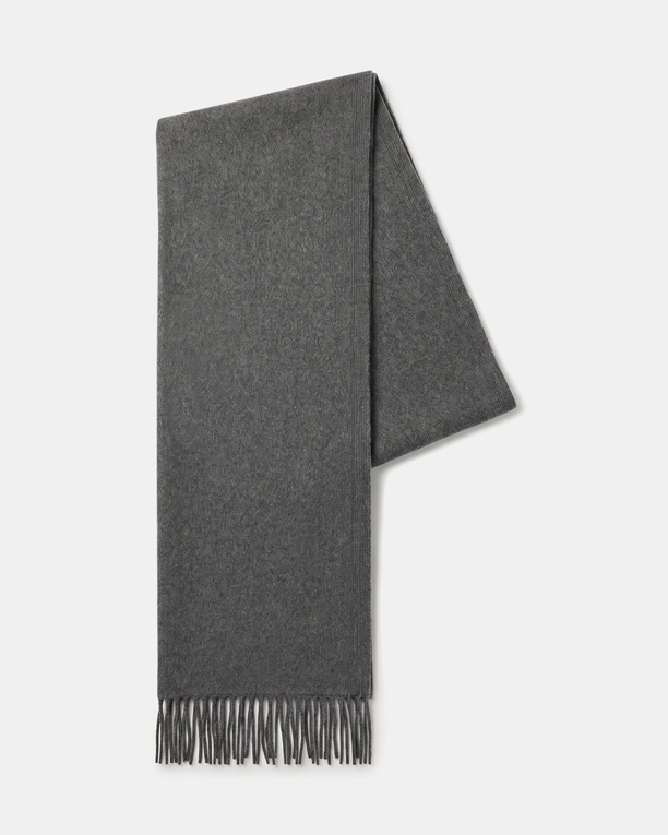 Elise scarf Plain taupe wool scarf with fringe ZAPA