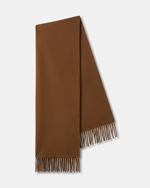 Elise scarf Plain tobacco-colored wool scarf with fringes ZAPA