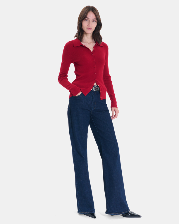 Gally vest Red knit button-up vest ZAPA