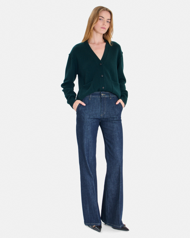 Gatty vest Green cashmere button-front V-neck cardigan ZAPA