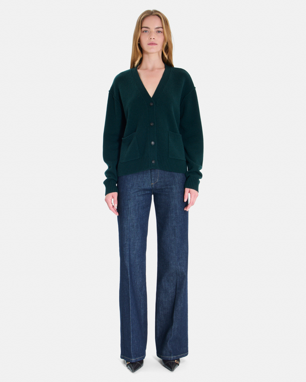 Gatty vest Green cashmere button-front V-neck cardigan ZAPA