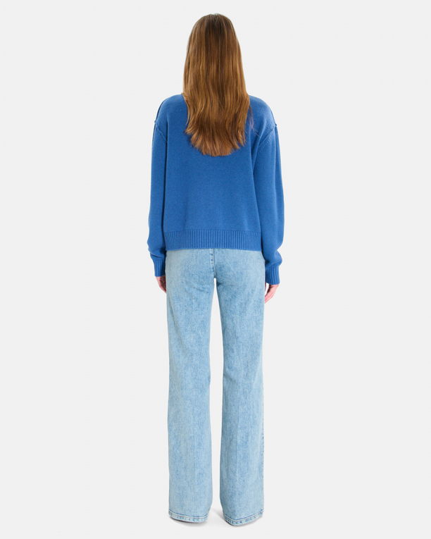 Gatty vest Indigo cashmere buttoned V-neck cardigan ZAPA