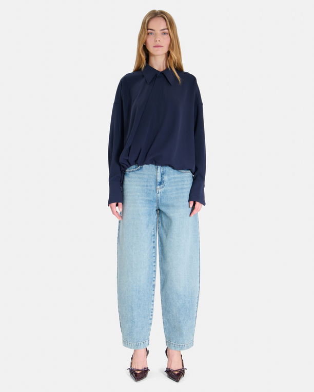 Tulia Top Long-sleeved night top with a shirt collar ZAPA