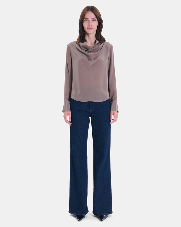 Top Tyrell Silk top with draped turtleneck and long sleeves ZAPA